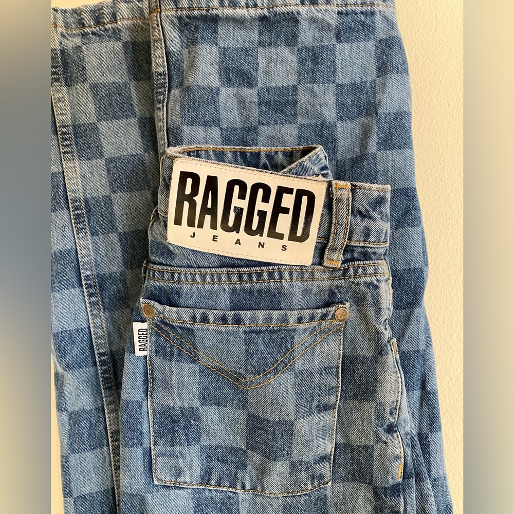Ragged Priest Checkerboard dad jeans
